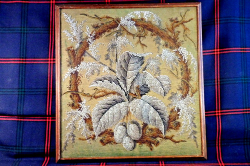 Antique beadwork floral - an, *