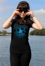 Deep Blue Ocean Manta Ray Night Shoal scuba diving T-Shirt - ladies All sizes