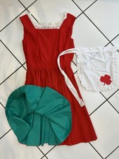 Female Red And Green Highland Jig Scottish Dancing Outfit With Apron