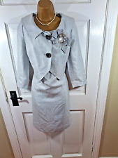 Kate Cooper Silver MOB Dress,Jacket & Brooch / Outfit, UK 12 14, Perfect Cond