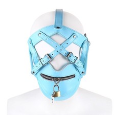 Blue Faux Leather Fetish Head