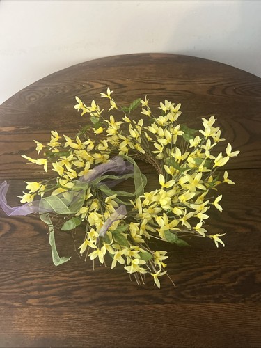 Faux mini forsythia wreath - forsythia,