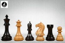 4″ Fierce Knight Staunton Weighted Chess Pieces Only Set – Ebonised Boxwood
