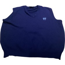 Pringle Faldo Men's Sleeveless Jumper V-Neck Navy Blue Embroidered Golf