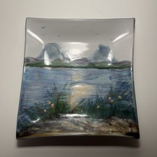 Highland Stoneware Scotland - SIGNED - Hand Painted - Mountain Scene - Plate