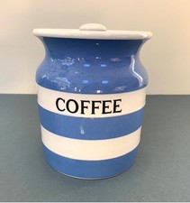 T.G. Green Cornishware Coffee Storage Jar - Black Shield - 12.5cm