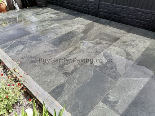 Black porcelain paving slabs - black,