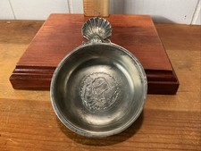 Buckingham Pewter,Porringer Bowl/Porridge Baby Shell Handle,England Hallmarked