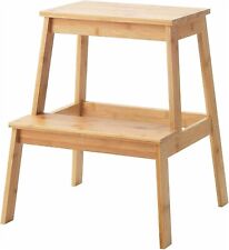 Bamboo 2 Step Stool Sturdy Wooden Ladders Home Shop Bar Kitchen Ladder Non-Slip