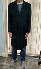 Genuine Crombie Coat Mens 46” chest Overcoat Button Up Pure New Wool 