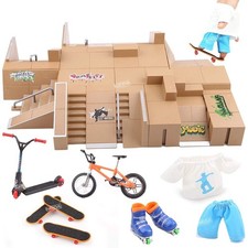 DIY Finger Skateboard Ramp Set Mini Skatepark Kit Fingerboard Toy Kids Gift