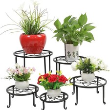 5 Pack Metal Plant Stand Black