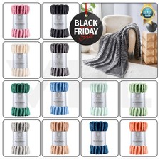 Ribbed Throws Fluffy Fleece Blanket Faux Fur Large Blakets Sofa Bed Couch Chair