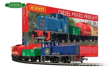 OO Gauge Hornby R1292M Diesel Mixed Freight Train Set - Loco Wagons Track & Cont