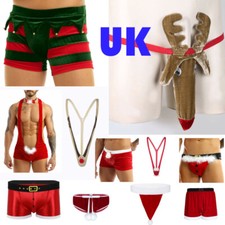 Sexy Men's Novelty Christmas Reindeer Thongs G-String Pants Underwear UK