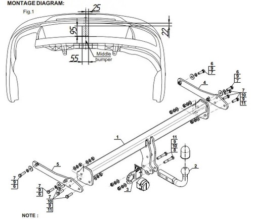 Swan neck tow - tow, for