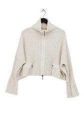 Sarah Pacini Women's Cardigan Cream Other with Acrylic High Neck Cardigan