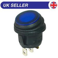On-Off Round Rocker Switch 20mm, 20A 12Vdc, SPST Waterproof