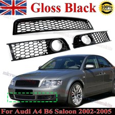 For Audi A4 B6 Front Bumper Lower Honeycomb Grille & Fog Light Grill 2001-2005