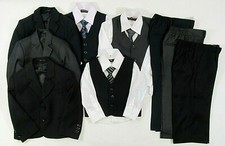 5 Five Piece Suits Set Page Boy Wedding Black Grey Suit Navy 1-14 Boys Childrens