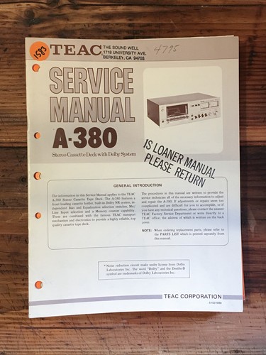 Teac 380 cassette - teac, a-380