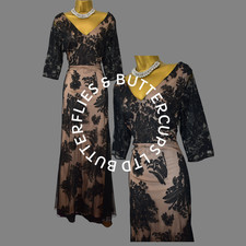 Alice Temperley Somerset Size 16 Long Black & Nude Dress Wedding Party Cruise