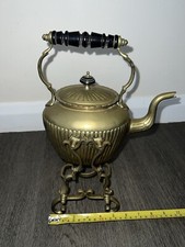 Antique William Souter & Sons Brass Spirit Kettle With Stand Burner Decorative