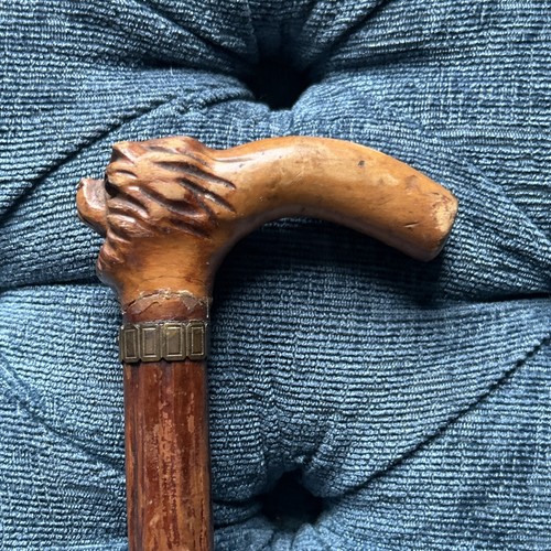 Antique carved wood wooden dog - carved,
