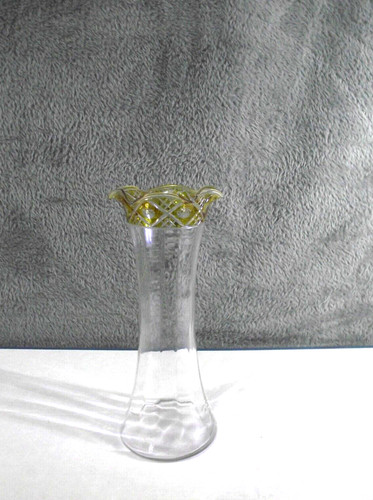 Vintage clear glass vase with - clear,