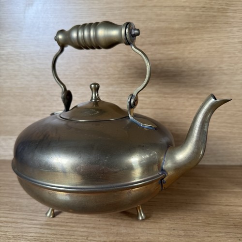 Antique brass tea kettle - brass,