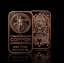 1oz .999 Copper Liberty Bar