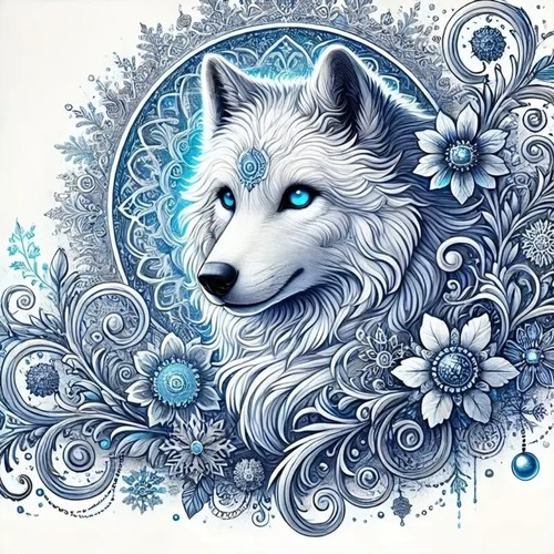 White wolf fantasy - wolf, sticker