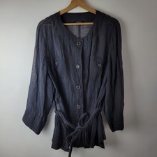 Elena Miro Women Size 22 Grey Lyocell Lagenlook Shirt Top Casual Boxy Button