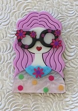 Lady vintage style acrylic brooch