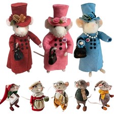 Needle Felted Mouse Christmas Ornament Cute Winter Decoration Gift Collectible