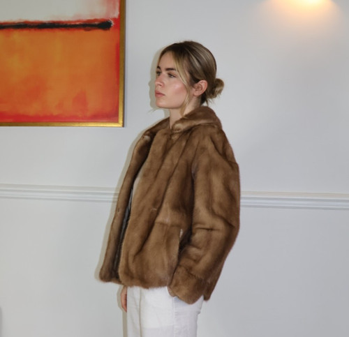 Beige mink fur real - mink, coat