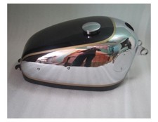 Velocette Venom Steel Chrome & Black Painted Gas Petrol Fuel Tank with Cap