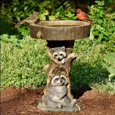 Bird Bath & Feeder Pedestal Free Standing Outdoor Garden Bird Table Ornament