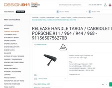 Porsche 911 964 Targa Roof Handle 9115650756270B 91156507562