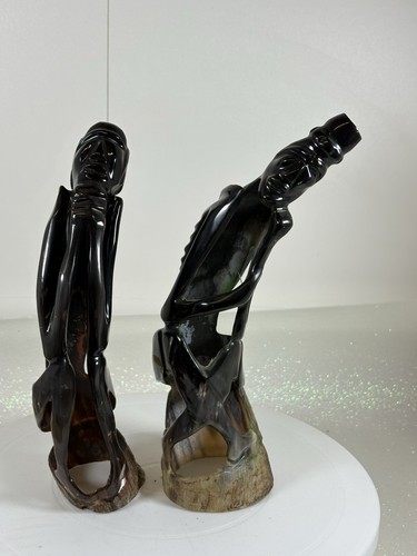 African carved bull horn - 2,