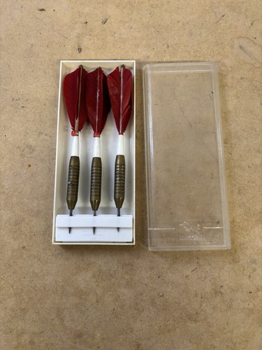 Vintage feathered brass darts - brass,