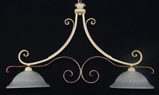 Lampadario forgiato avorio antico vetro SHABBY CHIC  fiammingo country art.B62