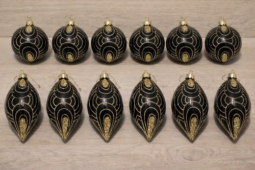 Christmas baubles black glass - black,