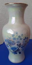 Vintage Sadler Lustreware Vase Blue floral 28cm tall