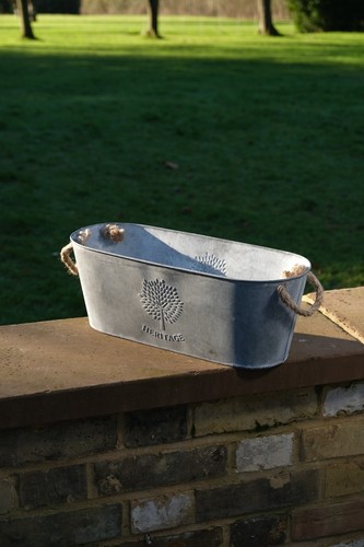 Zinc medium trough - zinc, flowers