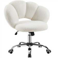 Boucle Desk Chair Cloud-shaped Vanity Chair Adjustable Swivel Home Office Chair