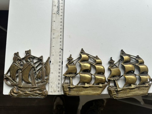 Brass ship book ends - book,