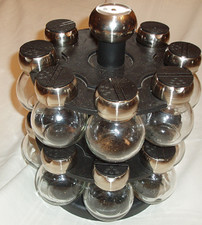 Rotating Spice Rack with 16 Refillable Jars & Shaker Lids All Jars are Labeled
