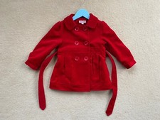 Feu Follet Red Velvet Girls Coat Age 1-2 Years Christmas 