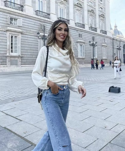 Zara ivory satin - ivory, blouse